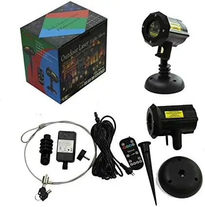 8 أنماط من الحركة في 1 جهاز عرض أضواء ليزر لعيد الميلاد باللون الأحمر والأخضر والأزرق مع جهاز تحكم عن بعد وقفل أمان #4