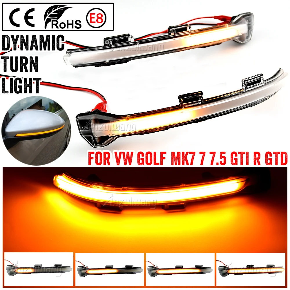 2 Pieces Side Mirror Indicator Dynamic Blinker LED Turn Signal Light For VW Golf 7 R-line Golf Sportsvan Touran L II