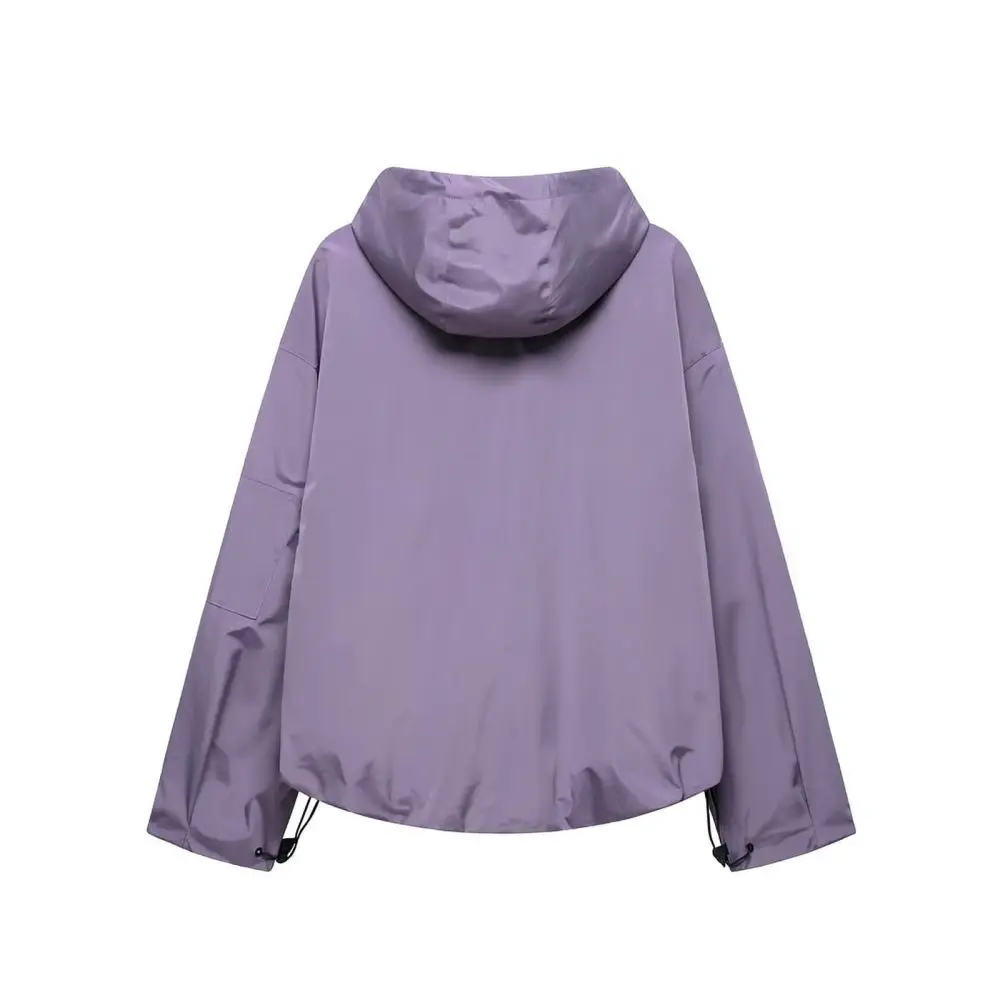 Women Summer Utility Jacket Hooded Outdoor Windproof Coat Waterproof Casual Loose Functional Streetwear Sporty Fashion