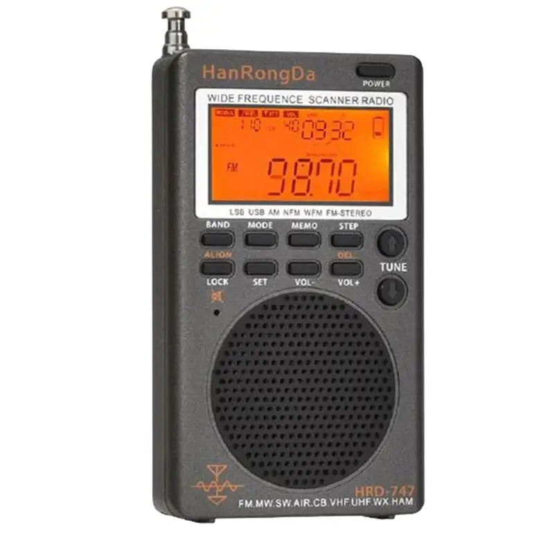 SCLS  -747 Portable Multiband Radio FM/MW/SW/SSB/LSB/AIR/CB/VHF/UHF/UBD/ Full-Band Mini Stereo Radio Receiver view 2
