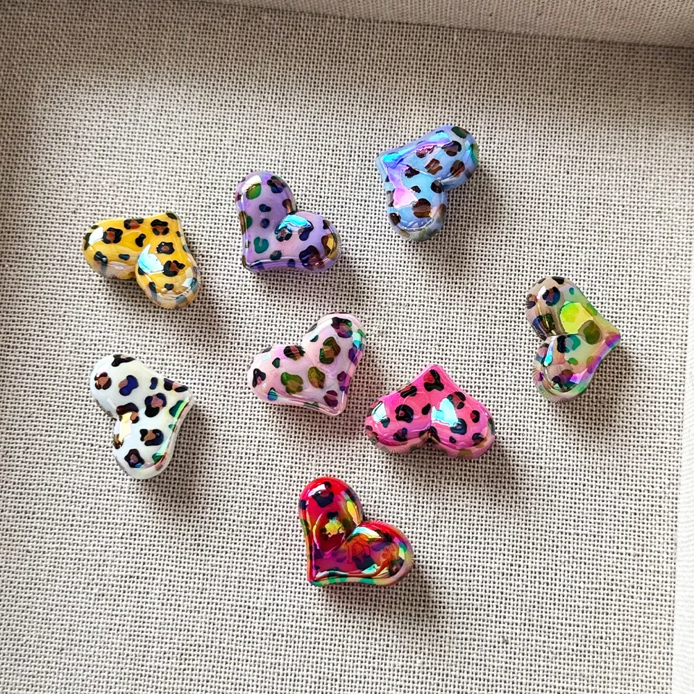 

Сердечный дизайн 100 шт. 15*22 мм ручная работа/бусины «сделай сам»/эффект леопардового принта/фурнитура и компоненты для ювелирных изделий/форма сердца/акрил # 19146