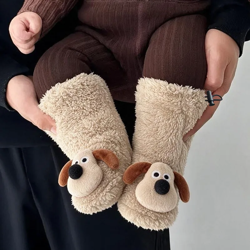 New Baby Cute Dog Socks Thick Warm Long Socks for Toddler Autumn Winter Plush New Born Anti-Slip Socks Baby Winter Christmas Gif