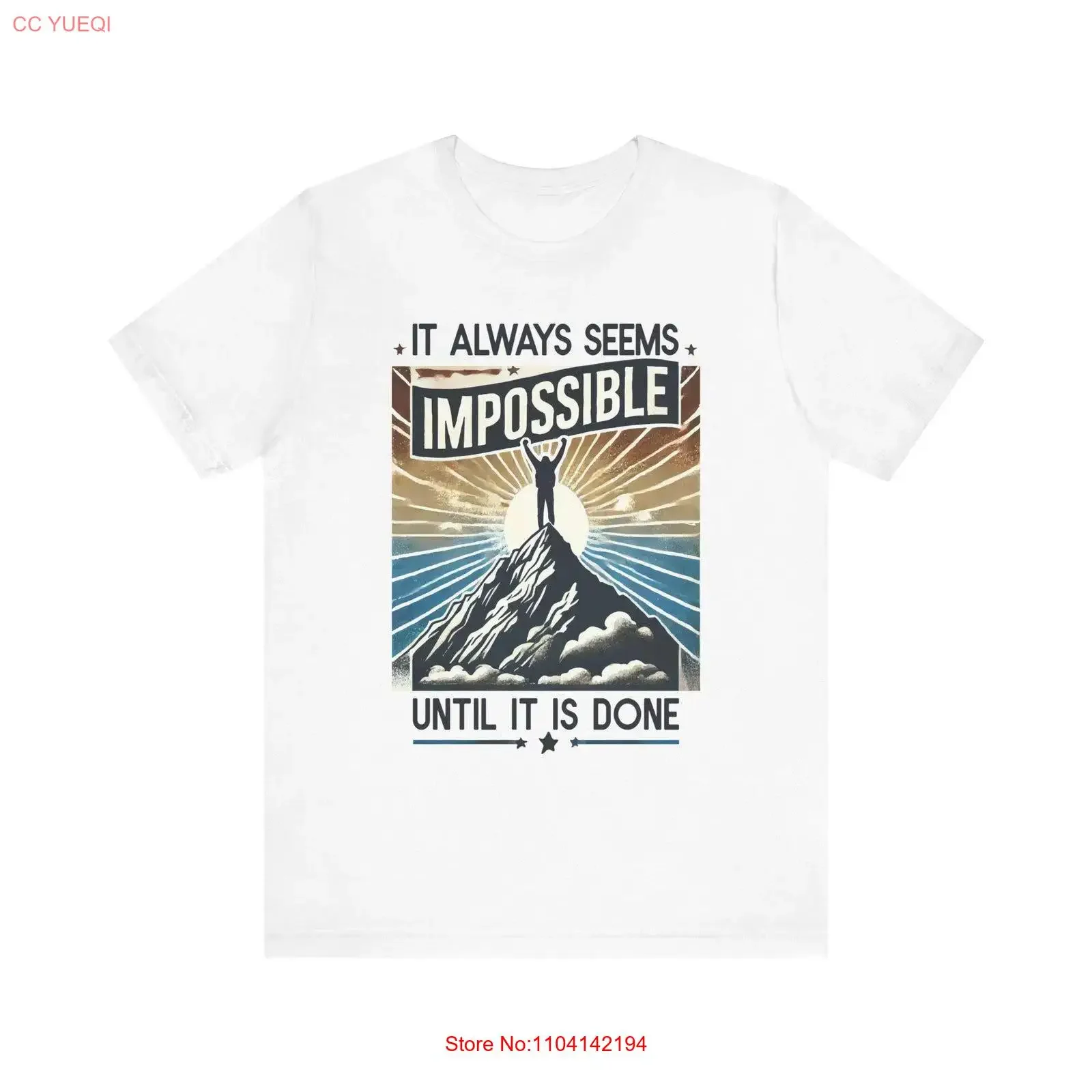 Inspirational  T Shirt It Always Seems Impossible Until Is Done Motivational for Friends Fitness Apparel vintage Washed fashion