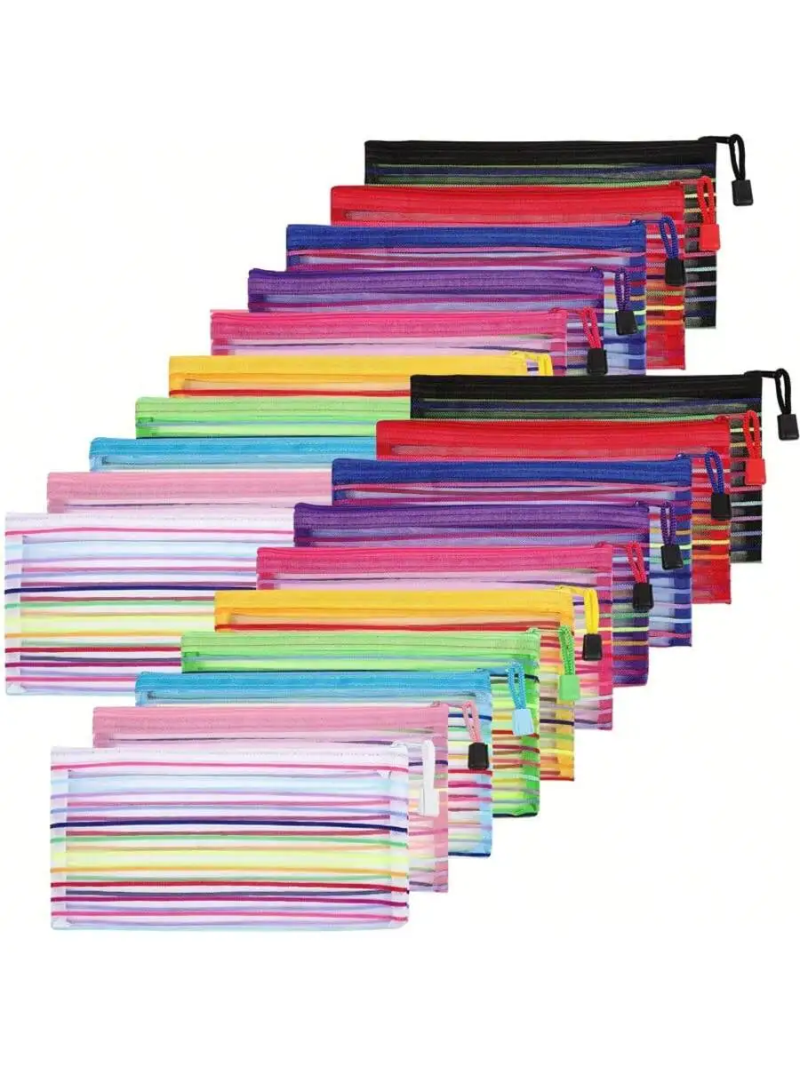 5 Stück/10 Stück A6 bunte Netztaschen mit Reißverschluss, für Studenten, Schreibwaren, Tickets, Kosmetik, Aufbewahrungstaschen für Büro, Schule, Organisation