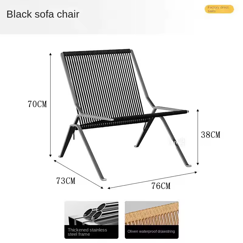 MOMO Bauhaus Single Lounge Chair Living Room Minimalist Rope Sofa Hotel Lounge Reception Chair Outdoor Woven Chair - Image 8