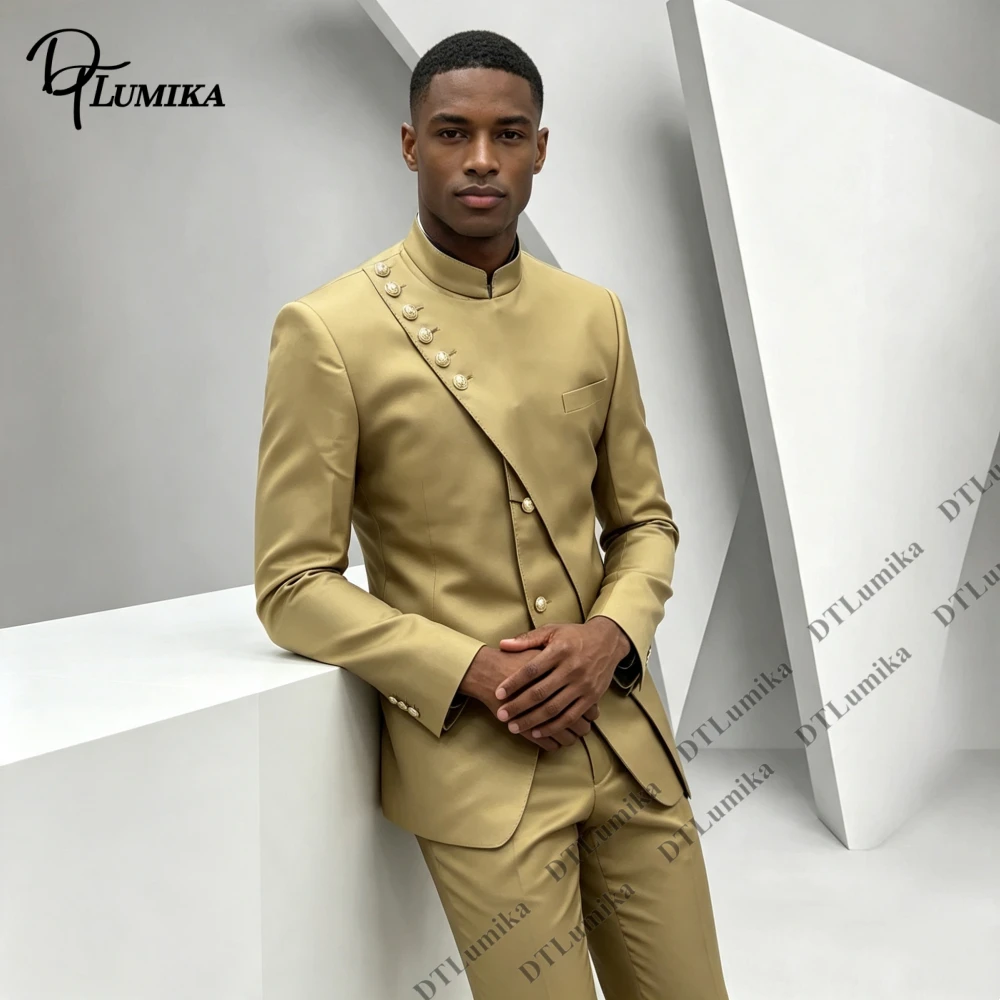 Asymmetric Slant Button Blazer Pants for Men Formal Party Prom Suit Attire XXS-7XL Customized Fitting Suit Jacket Trousers
