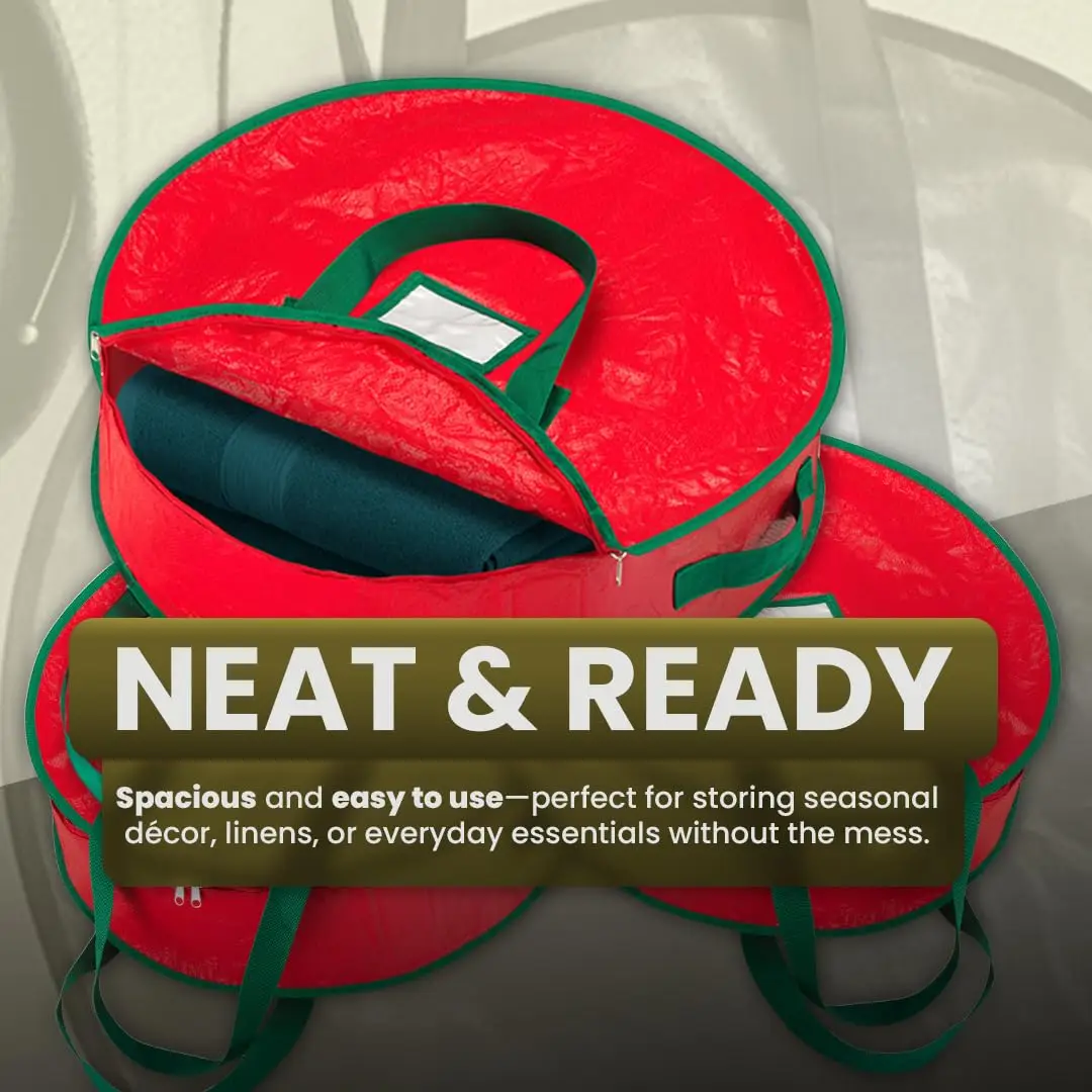 Water-Resistant Christmas Wreath Storage Bag Holder 20/30/36 Inch - Christmas Wreath Plastic Storage Container view 5