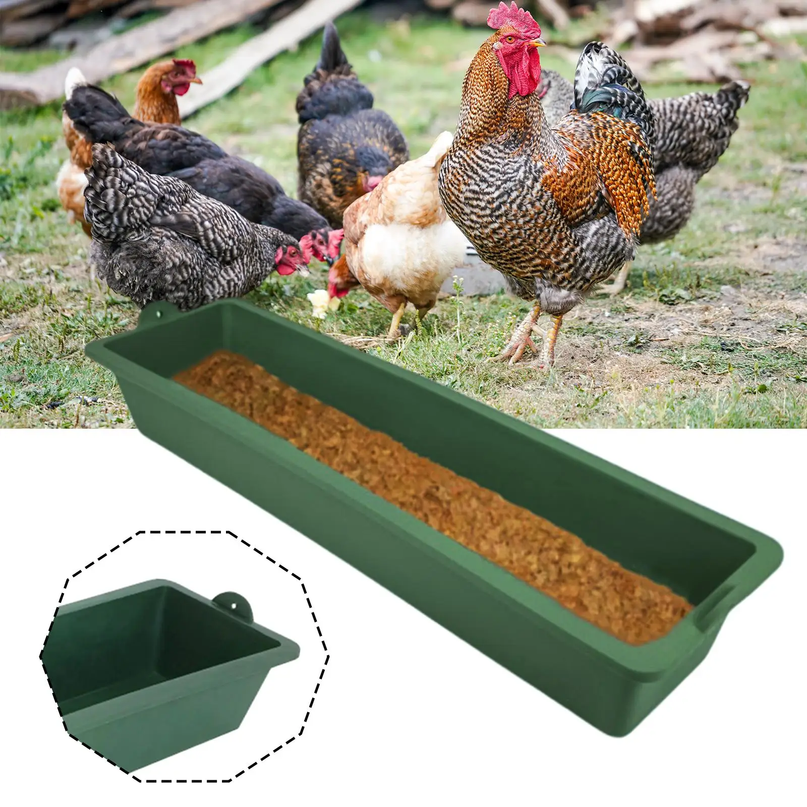 Multipurpose Chicken Feeder Feed Trough Hanging Plastic Food Water Bucket for Poultry Duck Goose Rabbit Sheep Dog Cage