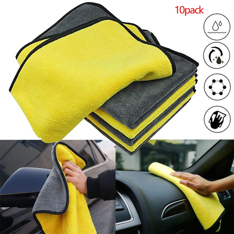 10pcs Extra Thick Car Microfiber Drying Towel Absorbent Car Wash Towels Reusable-Microfiber Cleaning Cloth Dust Cloths