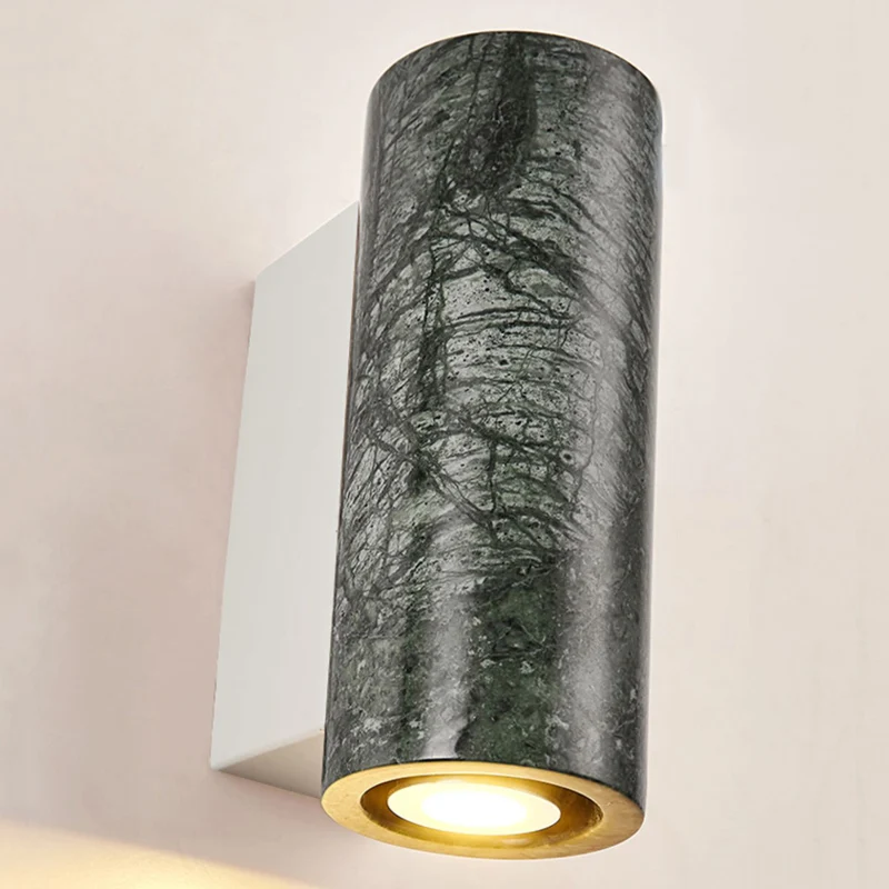 Italian Natural White Black Green Marble Wall Lamp Hotel Villa Living Room Bedroom Bedside Corridor Decoration Led Sconce Lights