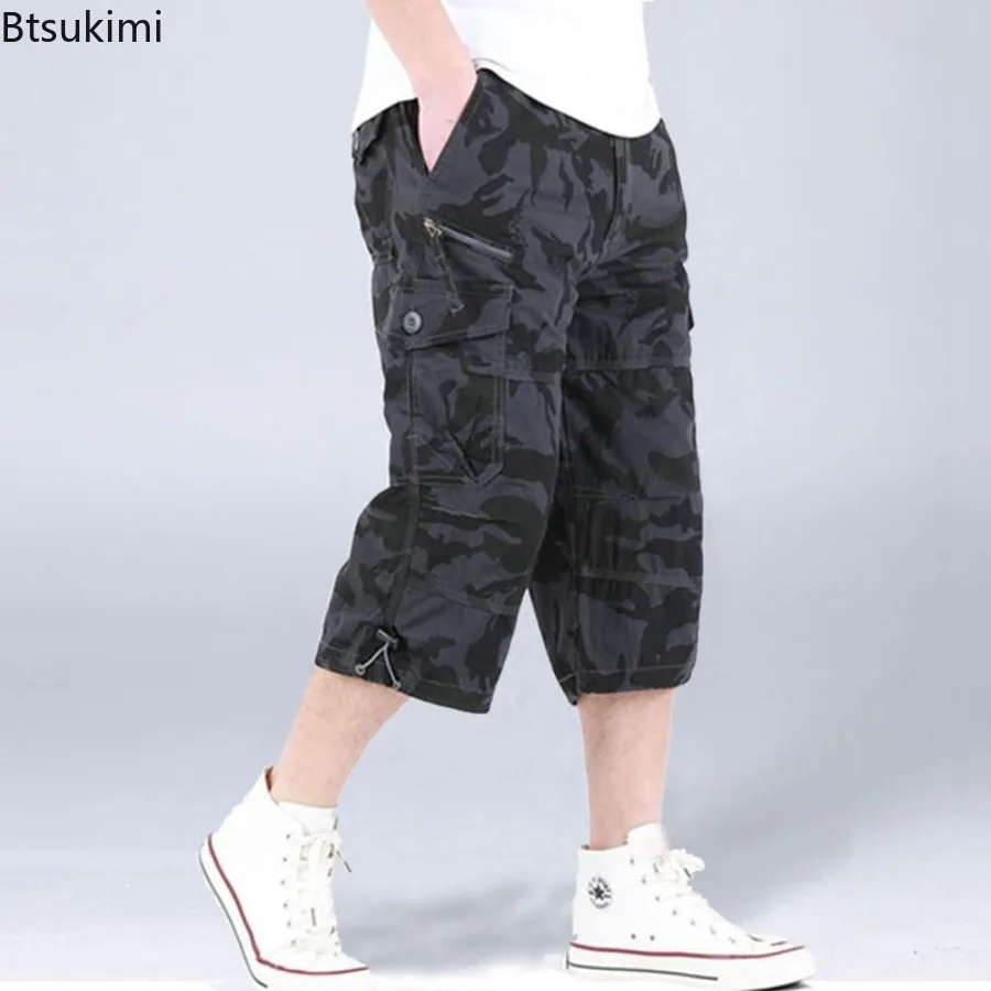 New 2026 Men's Summer Baggy Pants Casual Cargo Pants Streetwear Multi Pocket Calf-length Pants Men Outdoor Sport Joggers Trouser