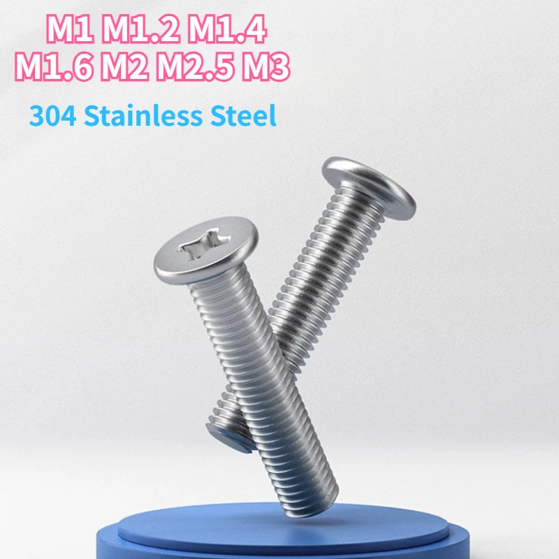 M1 M1.2 M1.4 M1.6 M2 M2.5 M3 304 Stainless Steel CM Cross Screw Phillips Ultra Thin Super Low Flat Wafer Head Bolt