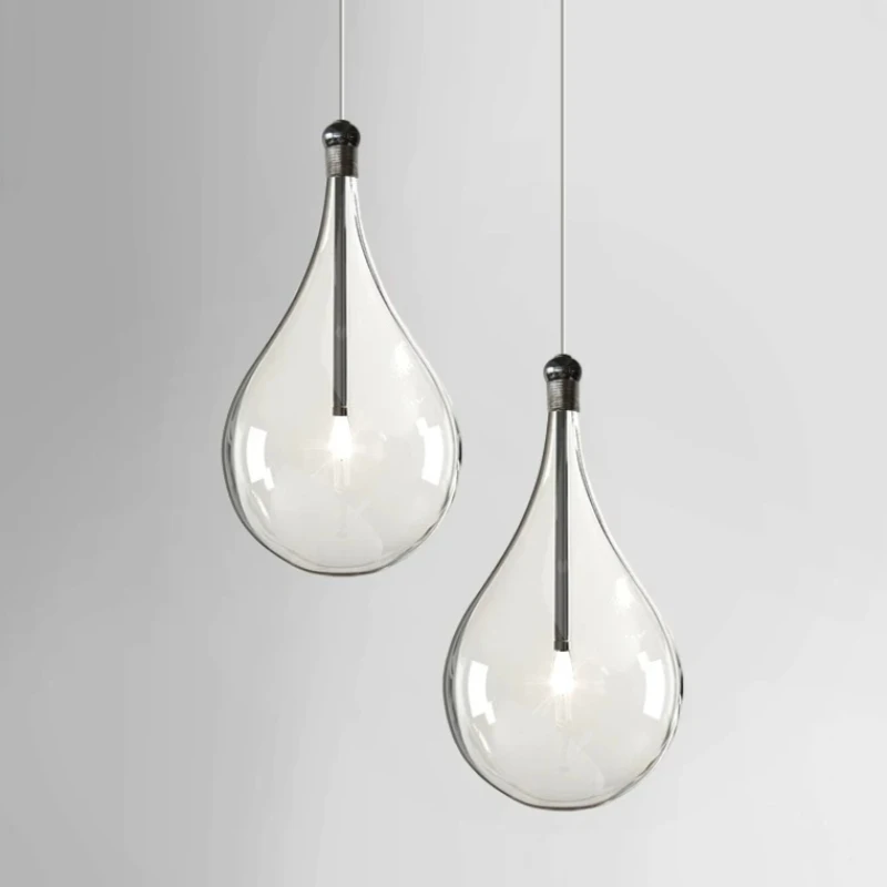 Creative Clear Glass Water Drop Pendant Lights Nordic Postmodern Indoor Lighting Dining Room Kitchen Island Bedroom Hanging Lamp