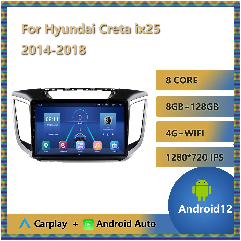 

2 Din Car Radio For Hyundai Creta ix25 2014 2015 2016 2017 2018 Multimedia Video Player Navigation GPS Android 12 Auto Bluetooth