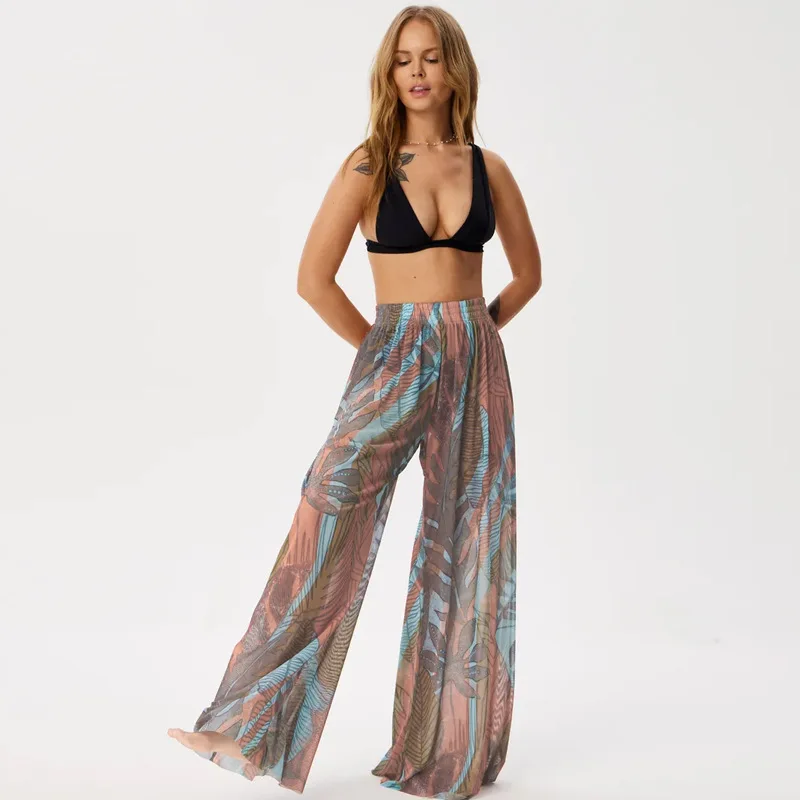 Frauen Mesh Rüschen Trim Cover Up Hosen Strand Cover Up Cover Ups Für Bademode Strand Rüschen Hosen 2025, Sommer Strand Hosen