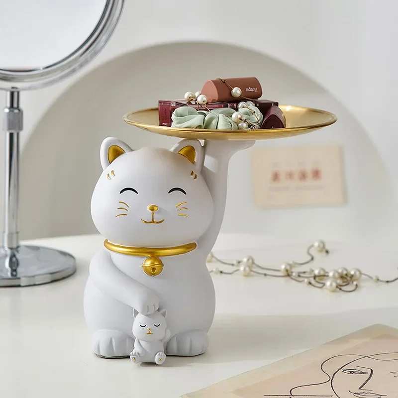 

Cute Cat Tray for Living Room and Coffee Table, Desktop Decoration, Entry Door, Porch, Key Storage, Cashier, Opening Gift