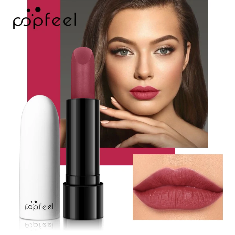 POPFEEL 5 Color Lipstick,  Matte Moisturizing Lipstick, Long-Lasting Dark Red Purple Brown Orange Red