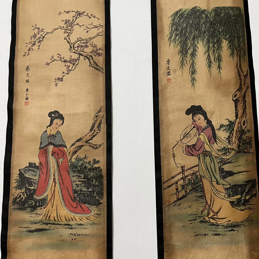 China Celebrity Old Scrolls Ancient Four Talented Women Picture Four Screen Painting,Wall mounted painting 3