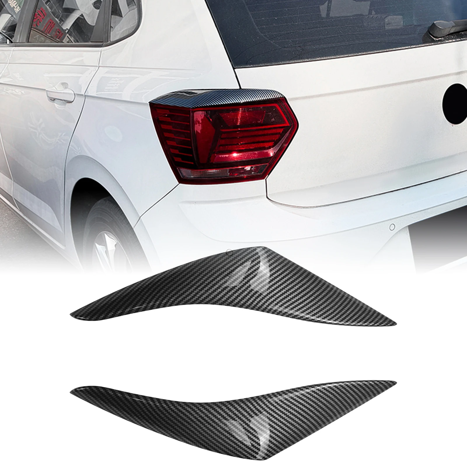 For Volkswagen VW Polo MK6 2018-21 Rear Light Tail Lamp Cover Brow Lid Trim Taillight Taillamp Eyebrow Eyelid Sticker Decoration