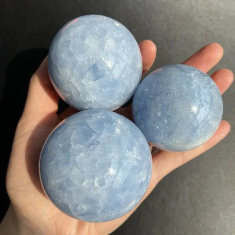 9cm Natural Aquamarine Crystal Sphere Beautiful Kyanite Quartz Stone Ball 5CM-9CM 1PC