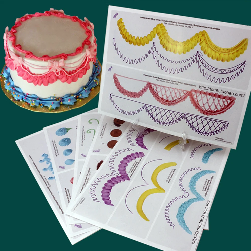 23 Sheet Cake Decorating Practice Board Different Patterns Sugarcraft Templates Icing Drawing Paper for Professional Bakers
