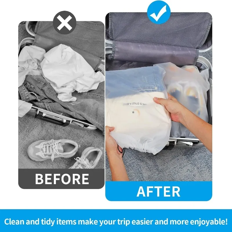 10/20 Stück Tragbare Schuhaufbewahrungsbeutel mit Kordelzug, Öko-Aufbewahrungstaschen für Schuhe, Kleinteile, Reisen, Wasserdichte Transparente Plastik-Aufbewahrungstasche – Detail 2