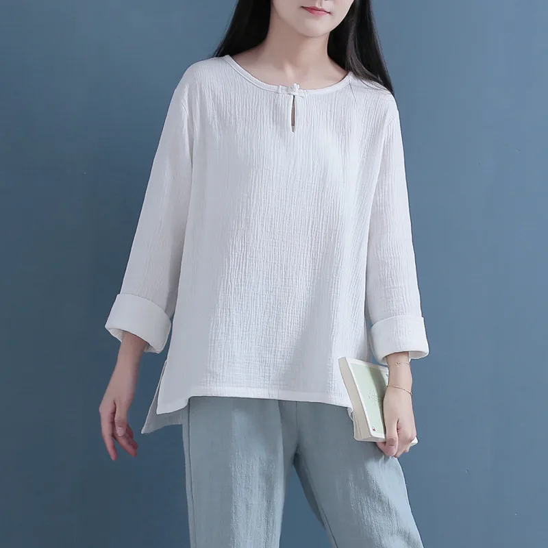 Women Autunm blouses 2024 vintage Linen Cotton women tops long sleeve women vintage shirts camisas e blusas blusa feminina