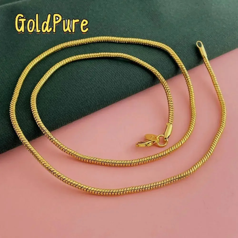 

Goldpure Luxury 24K 9999 Pure Gold real gold Hip Hop Cuban Necklace 3mm Snake Bone Necklace