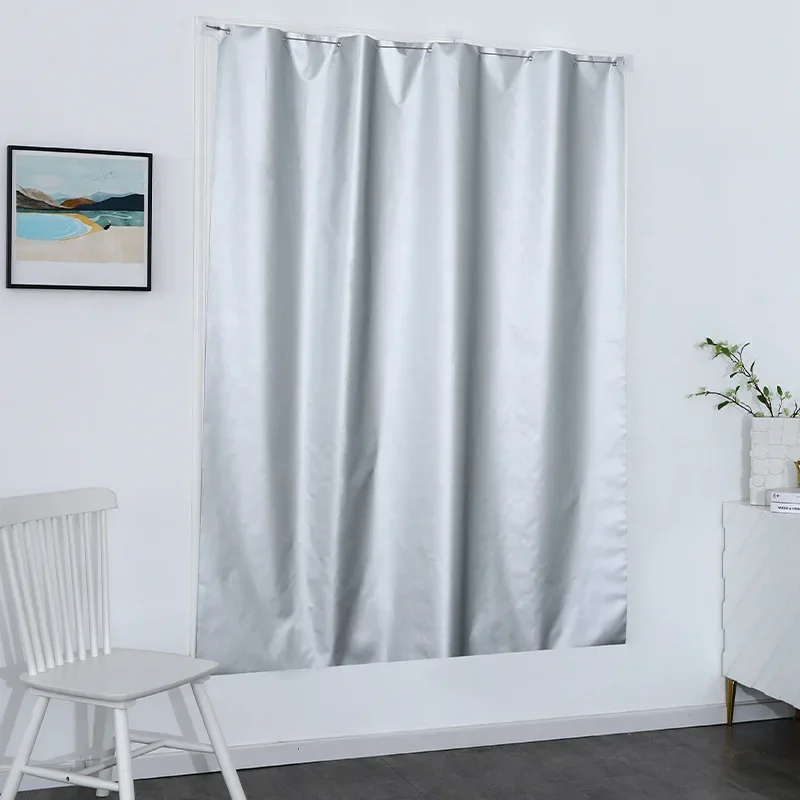 Punch Free 99% Shading Curtain Window Sunshade Curtain Sunshade Cloth Heat Insulation Shades Double Sided Silver Anti-UV Curtain