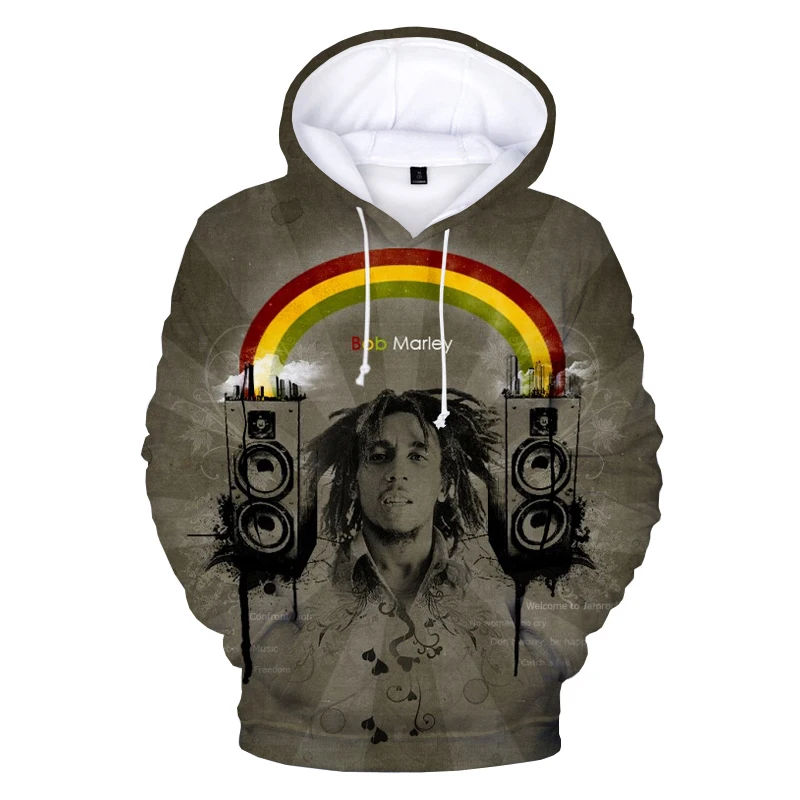 New Bob Marley 3D Hoodies Singer Harajuku Streetwear Hooded Sweatshirts Men Women Fashion Casual Long Sleeve Hip Hop Pullover