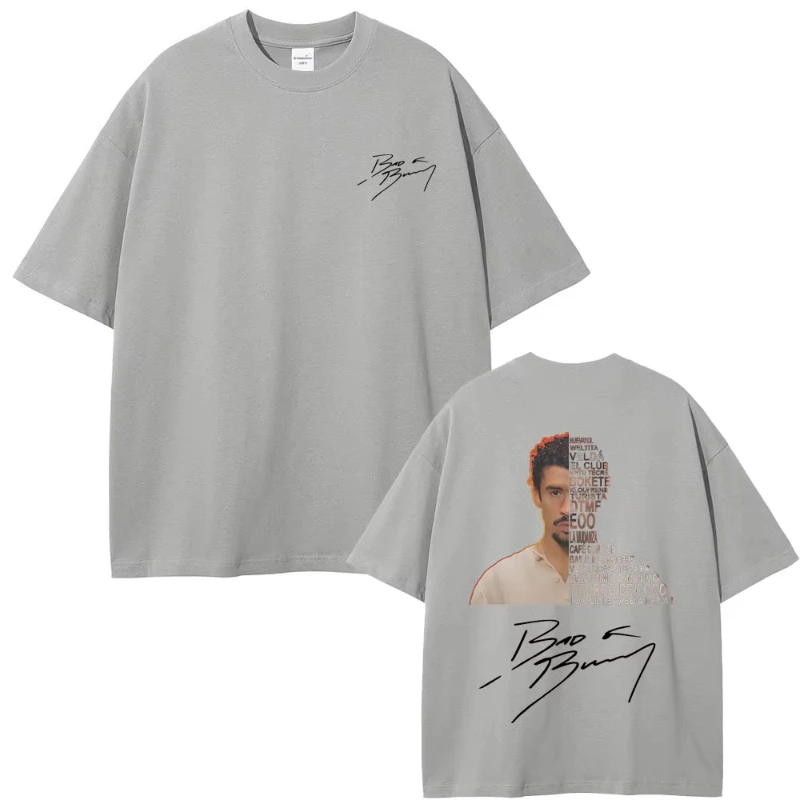 2025 Summer Rapper Bad Rabbit Face T-shirt Peter Tirard FOToS DTMF Graphic T-shirt Male Hip-hop Casual Oversized Cotton T-shirt.