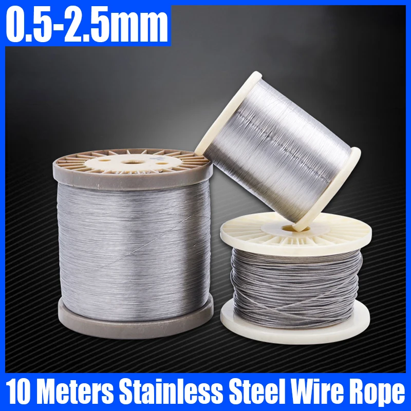 

L=10 Meters Diameter 0.5mm-2.5mm 304 Stainless Steel Wire Rope Soft Fine Wirerope