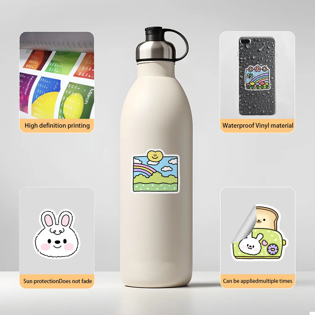 50 قطعة من ملصقات جرافيتي الرموز التعبيرية الصغيرة اللامعة - ديكور مقاوم للماء لكوب الماء والأمتعة والمزيد (متجر Anime Worlds)