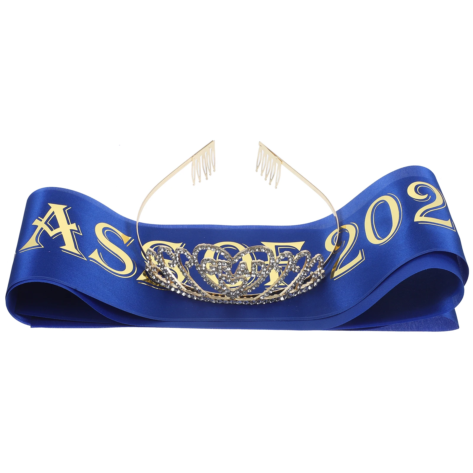 

Letter Crown Graduation Sash Set Etiquette Belt Tiara Kit for Party Accessories Student Bachelor Rhinestone Crown Sash Costume