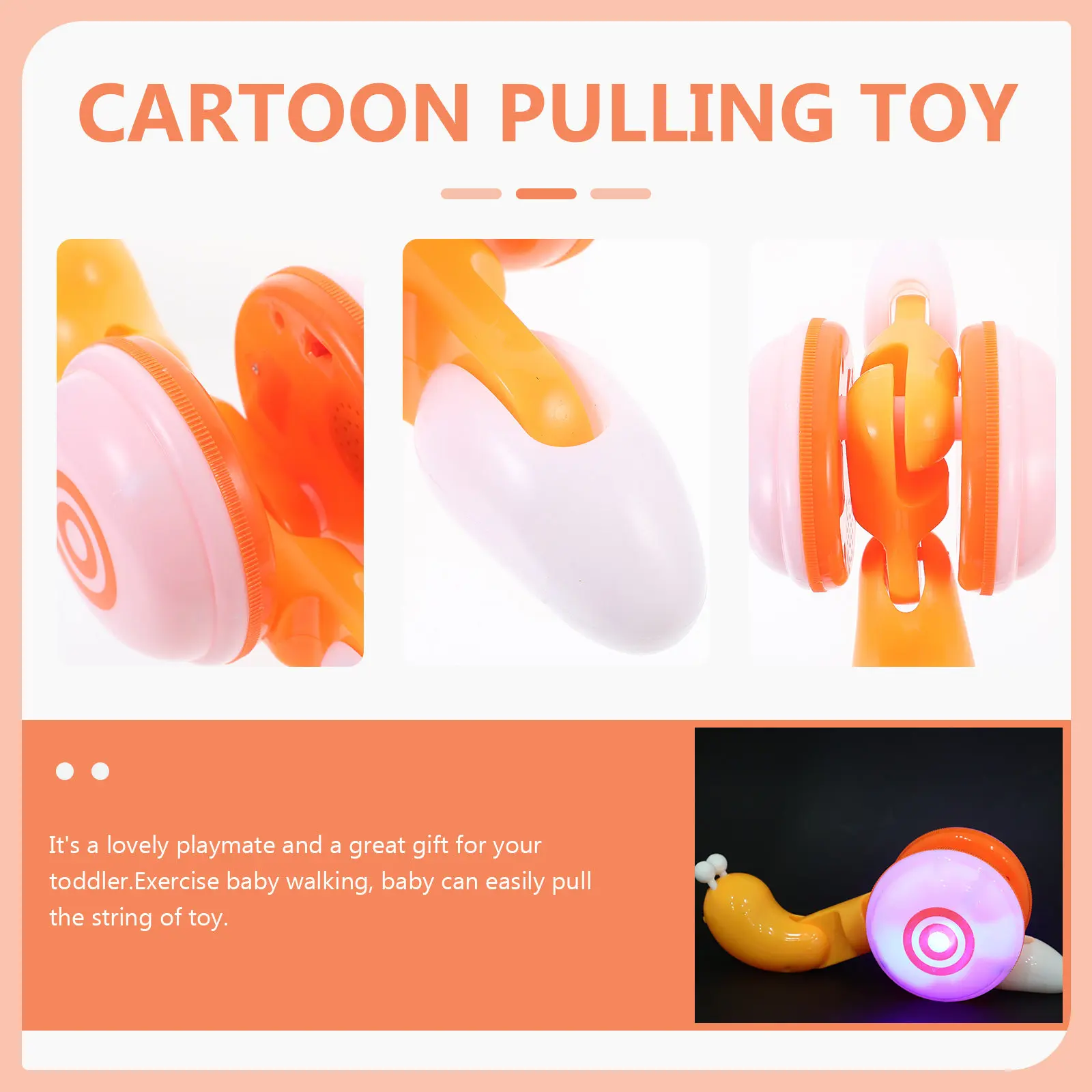 Snail Pulling Cartoon Pulling String Toddler Walker Baby Walker Traction Early Education Learning Aid Traction Toy view 3