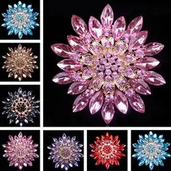 Women Brooch Fashion Jewelry Shiny Alloy Rhinestone Flower Wedding Bridal Bouquet Brooch Pin