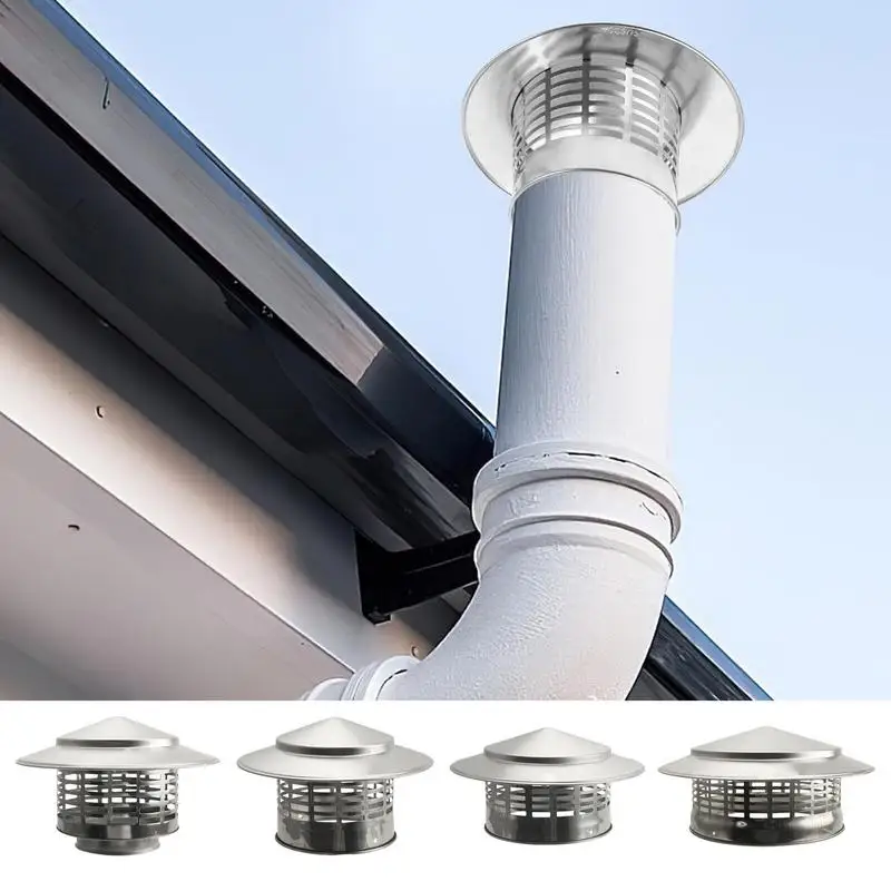 

Fireplace Chimney Caps Smokee Exhaust Pipe Rain Cap Ducting Pipe Wood Burner Stove Stainless Steel Fireplace Roof Covers