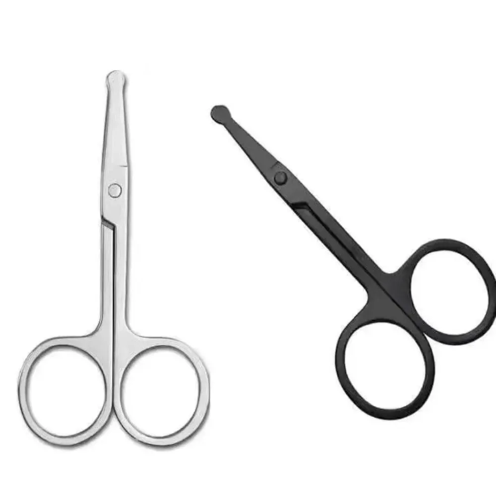Stainless Steel Black Round Head Safe Nose Hair Scissors Unisex(Do Not Hurt Nose)