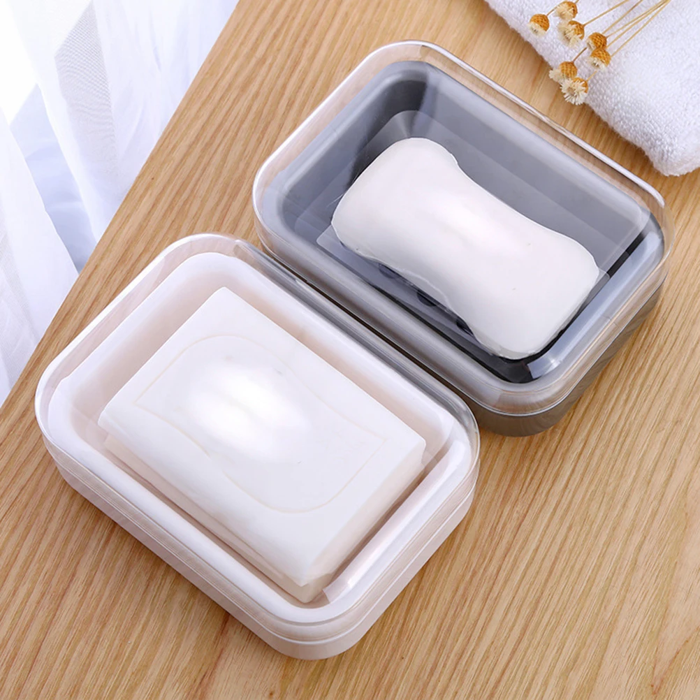 

2pcs Waterproof Soap Box Soap Holder With Lid Leakproof Design For Indoor Outdoor Use Includes Drain Tray Modern Storage