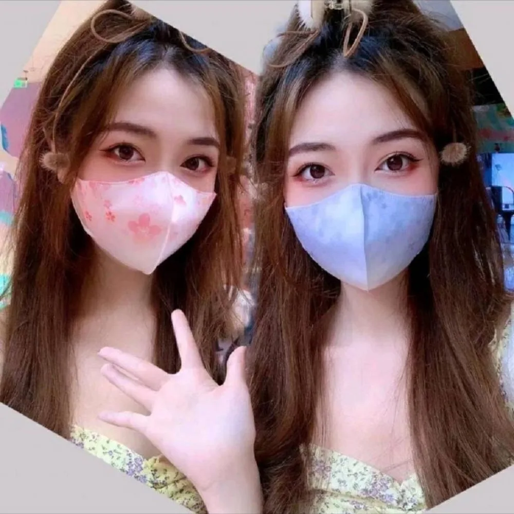 10 pz Sfumatura di Colore di Stampa Maschera Usa E Getta V-face Design 3D Maschera Antipolvere 3 Strati di Protezione Viso Copertura Delle Donne Femminili