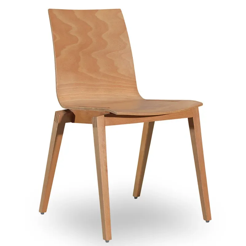 Custom Curved Solid Wood Dining Chair for Home and Commercial Use Restaurant Backrest Seat Furniture Factory Direct