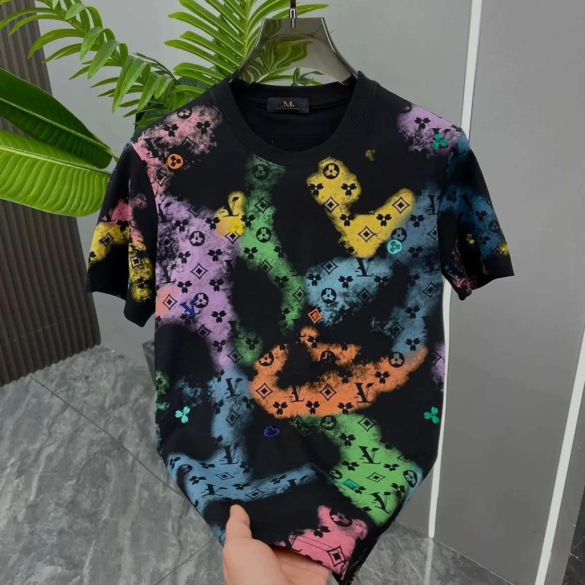 

Men's 2025 New Printed Trend Short Sleeve T-Shirt Trendy Brand Fashion Top Crew Neck Half Sleeve