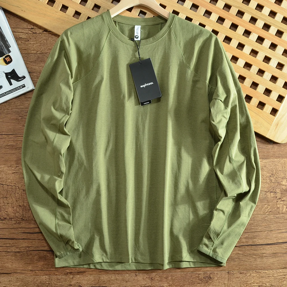 Outdoor Men's Long Sleeve T-Shirt Quick Dry Breathable Moisture Wicking Elastic Base Shirt Sporty Loose Fit 3D Tailoring