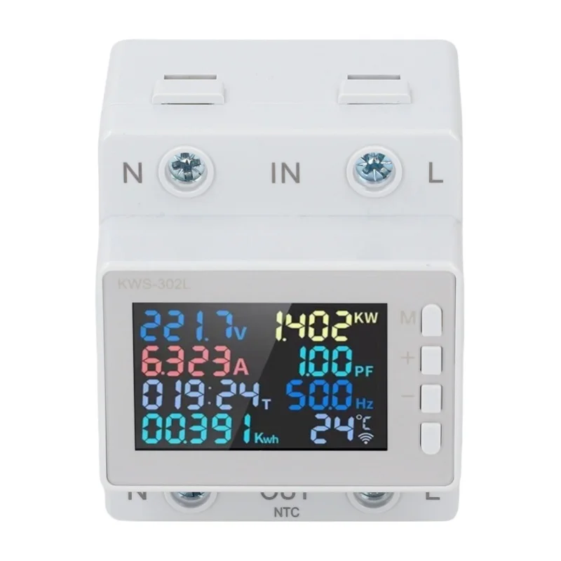 Single Phase Energy Meter Color LCD Display Multifunctional Voltage Current Meter Voltmeter Ammeter With Power Outage Safety 63A