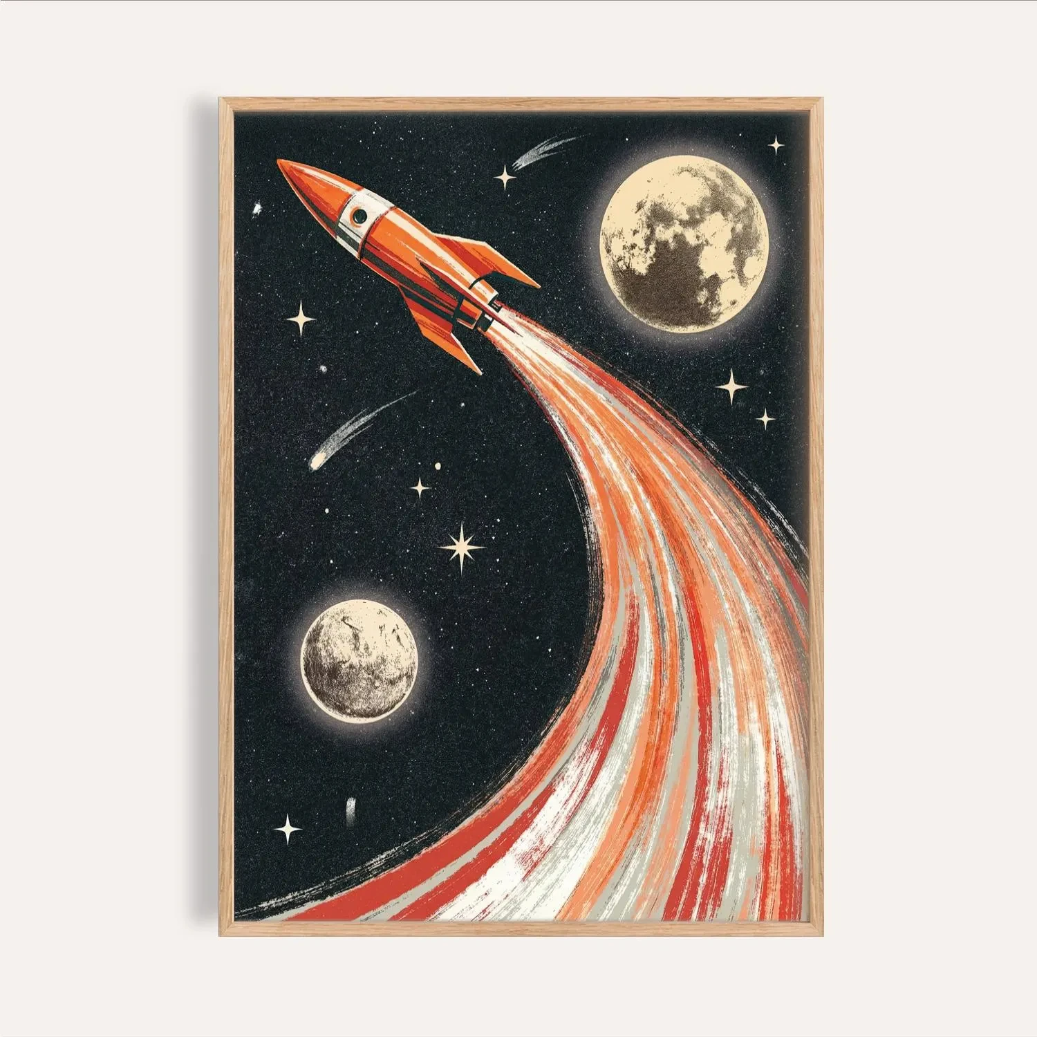 1pc frameless Canvas Painting Retro Aviation Rocket Painting Calligraphy Pictures Room Home Bedroom Interior Wall Decoration Can