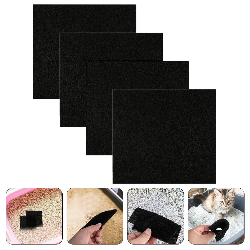 

4 Pcs Cat Litter Box Filter Cotton Pet Deodorizer Dog Supply Accessory Filters Strainer Carpet Rug Activated Carbon Fiber