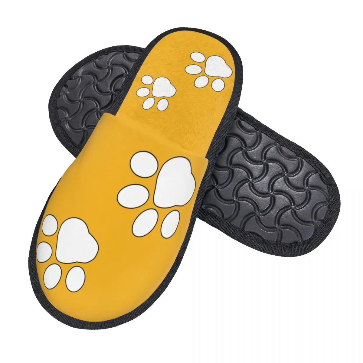 Custom Print Women Dog Paw Pattern House Slippers Soft Warm Pet Lover Memory Foam Fluffy Slipper Indoor Outdoor Shoes