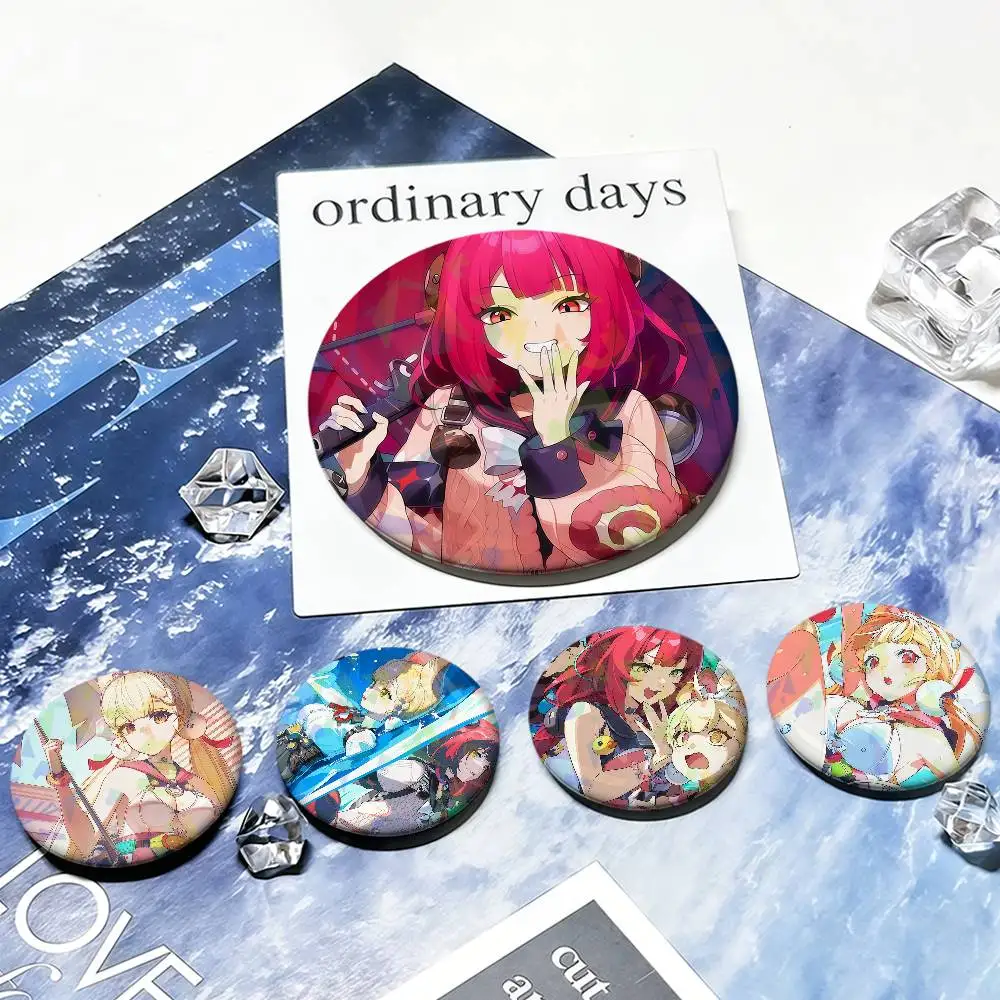 Ukinami Yuzuha Alice cp cute Zenless Zone Zero Round Pin Brooch Laser Badges Collect Gifts Cosplay Clothes Backpack Decor view 4