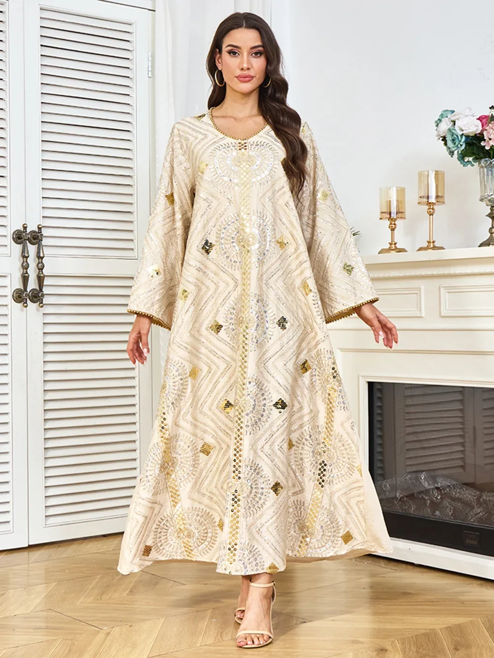 Eid Abaya femmes Robe musulmane Jalabiya paillettes robes Largos fête Caftan Ramadan robes longues dubaï caftan Robe arabe 2025