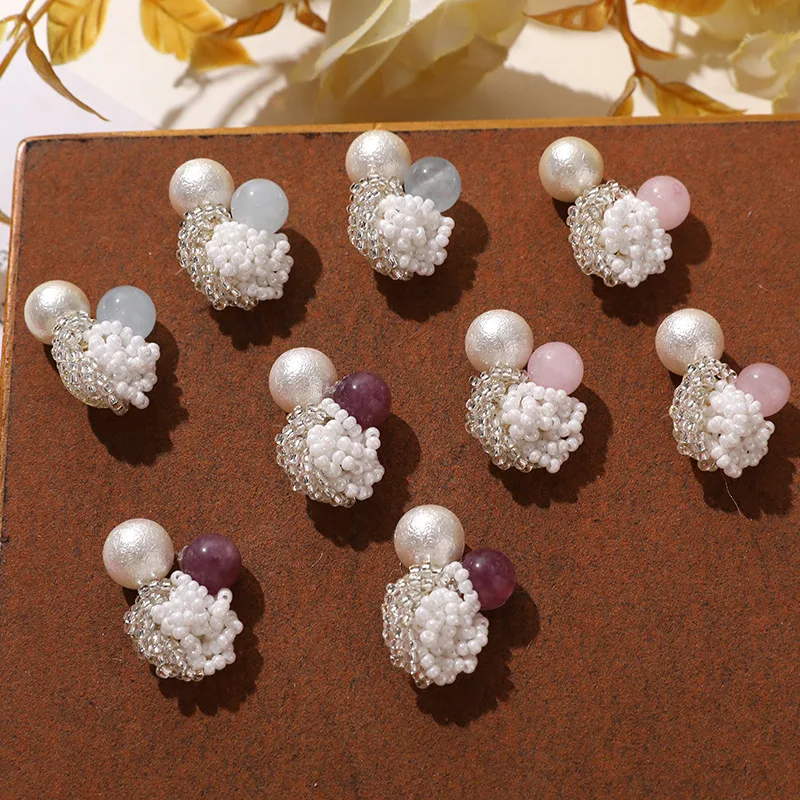 Clog Charms 1 Piece Handcrafted Pearl Beads Cotton Contrast Floral Decor Sweet Unique Korean Casual Shoe Charm for Girls